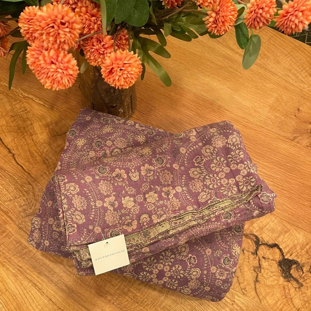 NEW Anthro Purple Muslin 100% Cotton Boho Queen King Bedding Duvet & Sham Case